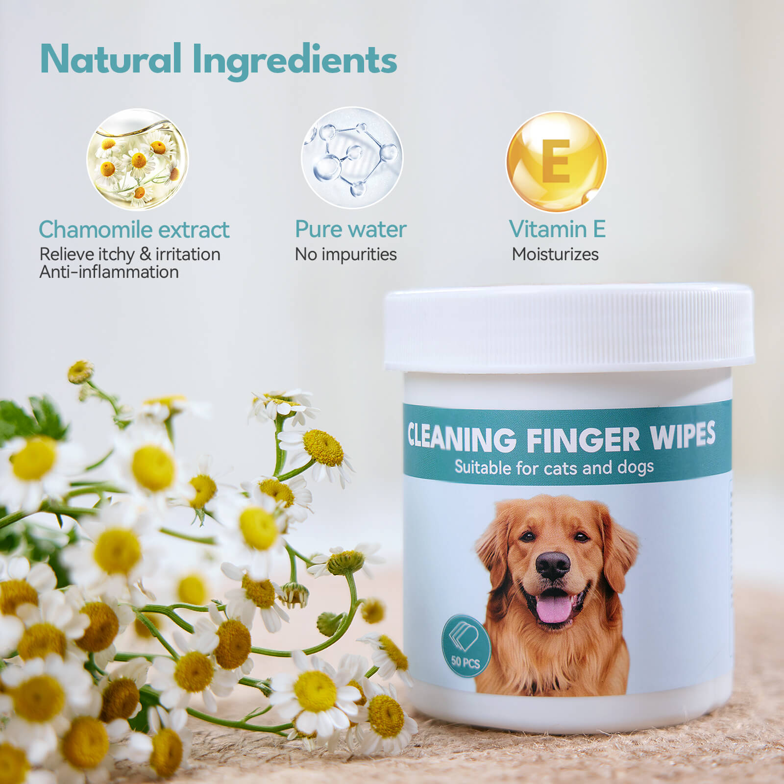 Natural Ear Wipes Finger for Dogs & Cats Comfy Finger Design