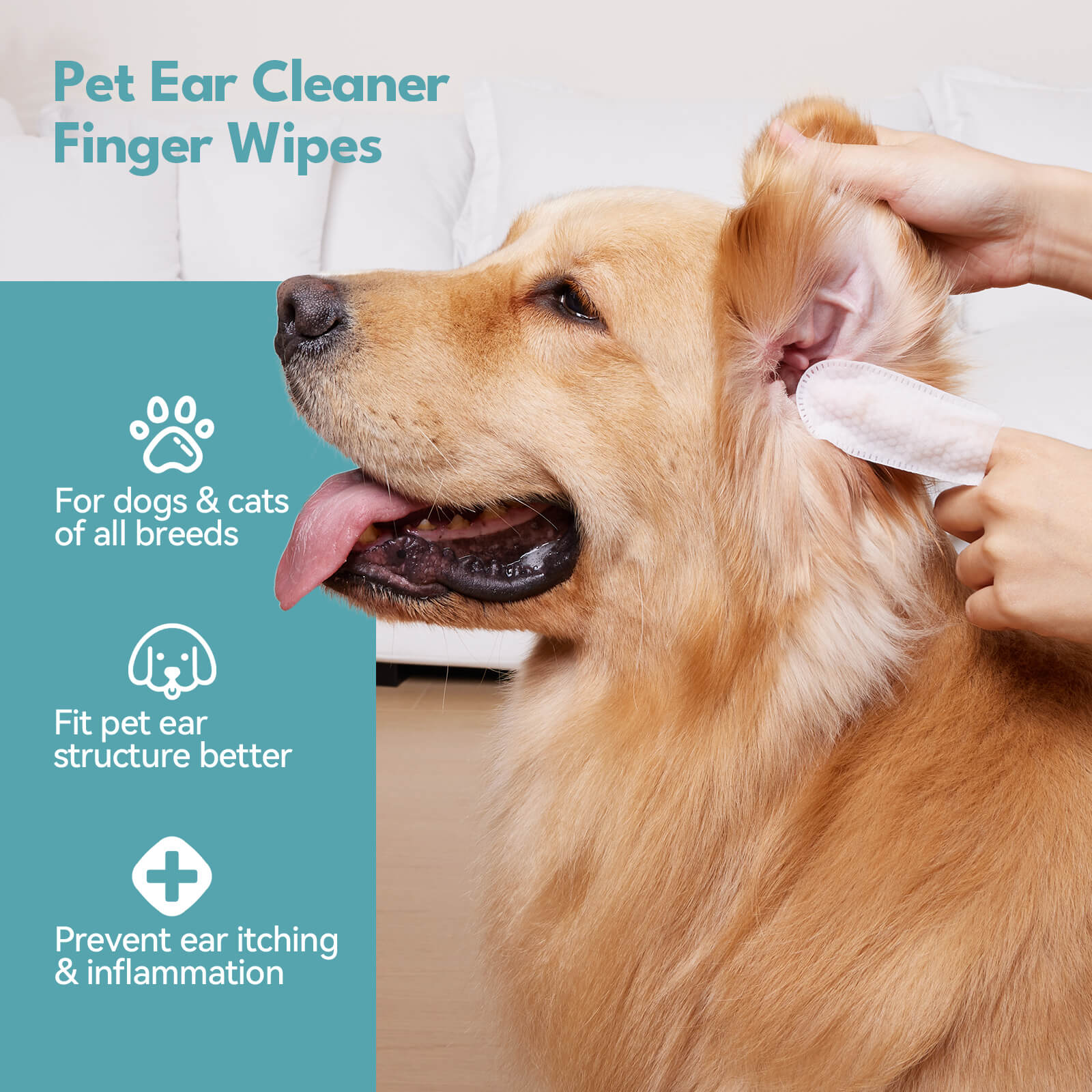 Natural Ear Wipes Finger for Dogs & Cats Comfy Finger Design